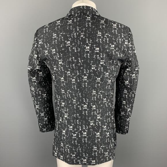 CALVIN KLEIN COLLECTION Size 40 Black & White Print Polyester Sport Coat - Picture 4 of 6